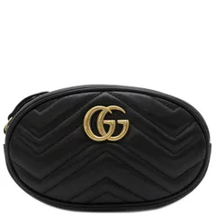 【極美品】グッチ GGマーモント ウエストポーチ キルティング 黒 476434 新品同様】 GUCCI グッチ ウエストバッグ GGマーモント 476434