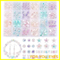 【特価商品】PH PandaHall 約150個セット ビーズ アクリルビーズ 8種 ABカラー キラキラ 手芸ビーズ カラフル 柔らかい色 アクセサリーパーツ ブレスレット ネックレス 髪飾り スマホのストラップ ヘアゴム ハンドメイド 素材 収納ケース付き