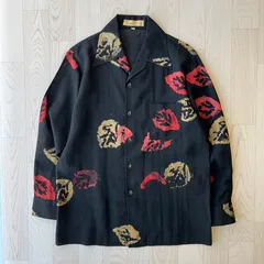 POOLSAM ヴィンテージ 黒 柄シャツ 総柄 派手 レトロ デザインシャツ