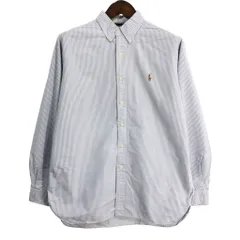 RALPH LAUREN ラルフローレン ボタンダウン 長袖シャツ ストライプ ライトブルー (メンズ L) 中古 古着 S4313