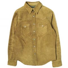 RRL ダブルアールエル スエードウエスタンシャツジャケット 782819308001 S ブラウン 革ジャン カウレザー Double RL 定価253,000円 アウター g16627