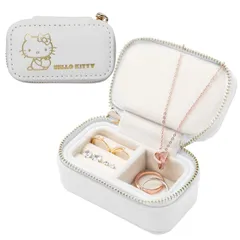新品 L'a Poume サンリオ sanrio ジュエリーケース アクセサリーケース 指輪ケース リングケース Sサイズ ミニ ポーチ 携帯用 持ち運び用 トラベル シナモロール クロミ マイメロディ ハローキティ (ハローキティ（オフホワイト）)