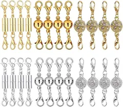 FUPUTWO ネックレス 留め具 マグネット アクセサリー 磁気クラスプ エンドパーツ DIY( ゴールド・シルバー24個セット)