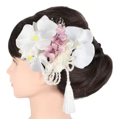 髪飾り 成人式 カスミソウ 花 ゴールド 房 振袖 前撮り 袴 プルメリア 白 紫ピンク 薄ピンク グラデーション 組紐 大きい 小さ No.9-5555