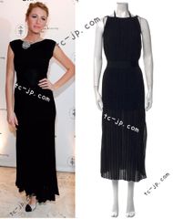 シャネル ワンピース CHANEL ブラック ノースリーブ ベルト パーティー ニット ロング カール・ラガーフェルド 超美品 38