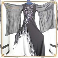 社交ダンス 衣装 ドレス スタンダード ワンピース 無地 ラインストーン ブラック系 ホワイト系 黒 白 ラインストーン フロート スパンコール ストレッチ ファスナー 着やすい 豪華 渡しやすい 目立つ 輝く おしゃれ 演出 特別 レディース 服