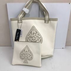 AnneCoquine アンコキーヌ　洗えるリサイクルニットスペード柄トート　アイボリー　訳あり　タ