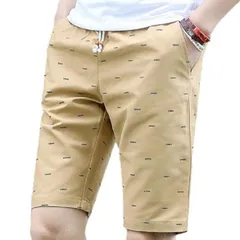 [レリカ] フィッシュボーン ゆったり ハーフ チノ パンツ 五分丈 メンズ ゴルフウェア ストレッチ 子供服 ショートパンツ ゴルフウエア スリム (XL, ベージュ) [ベージュ] [XL]
