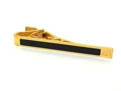 ■美品■ dunhill ダンヒル ネクタイピン タイクリップ アクセサリー ビジネス 紳士 メンズ ゴールド系×ブラック系 DK0237
