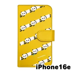 【新品未使用】 iPhone16 E アイフォン16E スマホケース 手帳型 (色：イエロー×柄：パンダストライプ) moimoikka モイモイッカ ぱんだ 動物 アニマル flip2-ip16e-ye-20119のサムネイル