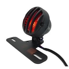 テールランプ マットブラック バイク レトロ SR チョッパー ボバー スクランブラー ハーレー DC12V カスタム ライト リア 汎用 (ステーあり)