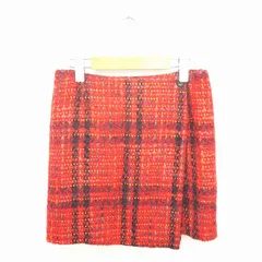 STUNNING スカート タイト ラップ 巻き ミニ ニット チェック ウール 36 赤 黒 レッド ブラック /TT28