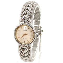 SEIKO セイコー Exceline エクセリーヌ 4N20-0360 SS/QZ 5Pダイヤ ホワイト文字盤 レディース腕時計 稼動品【OE-922】