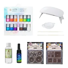 レジンはじめてセット UVレジン LEDレジン ハンドメイド レジンキット UVライト レジンモールド 星の雫 宝石の雫 送料無料