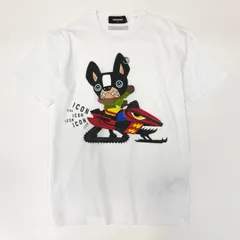 54e23 DSQUARED2 ディースクエアード ICON プリントTシャツ 半袖カットソー サイズL ホワイト コットン100 メンズ 男性用
