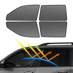 BLUESEATEC トヨタ ランドクルーザープラド 150系後期 マグネット式 メッシュカーテン 着脱簡単 サンシェード H29.9-現行 車種専用設計 虫除け 折り畳み式 日除け 収納袋付きフ ロントサイド用 2列目サイド用 4枚 1