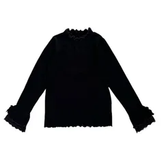 z1336 【新品タグ付き】axes femme アクシーズファム ニット レース袖 フリル ブラック レディース Fサイズ