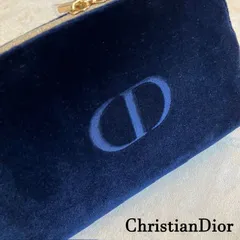 クリスチャンディオール　「DiorBeauty」　ネイビーベルベット　ノベルティポーチ　GOLDファスナー　化粧ポーチのサムネイル