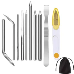 サムコス パラコードステッチ 10点セット パラコードニードル パラコード編み針セット 手作り道具 ステンレス 針 手縫い針 手芸用品 パラコードまたはレザーワーク用 収納バッグ付き 1