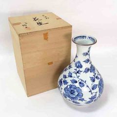 染付 菊花文 花生 花瓶 共箱 芳国渋草 芳国舎 飛騨高山 - メルカリ