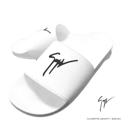 Giuseppe Zanotti ◆ジュゼッペ ザノッティ◆デカロゴ スリップ サンダル Brett スライダー スライド◆ホワイト 白◆41 26cm◆スポサン スライダー シュワーサンダル メンズ 靴 【新品・未使用・正規品】のサムネイル