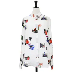PS Paul Smith ピーエスポールスミス シャツ ホワイト系 サイズ:42(L) / アートプリント シルク シャツ / ブラウス 長袖 コラージュ フォト 総柄 / トップス カジュアルシャツ【レディース】【中古】 PS Paul Smith ピーエスポールスミス シャツ ホワイト系 サイズ