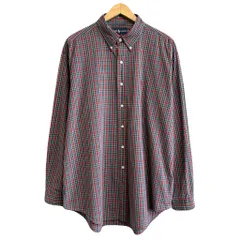 Ralph Lauren ラルフローレン CLASSIC FIT ボタンダウンシャツ コットンシャツ チェック柄 長袖シャツ ワンポイントロゴ 刺繍 赤×青紫×多色 XLサイズ No.G540
