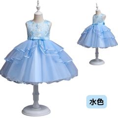 子どもドレス 発表会ドレス こども キッズ コンクール ドレス 女の子 フォーマル 100cm 110 120 130 140 150 発表会 刺繍 ノースリーブ ワインレッド ピンク ブルー ホワイト