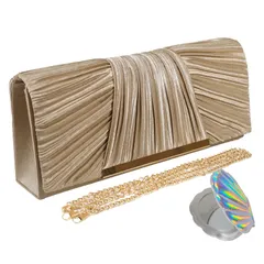 [masamilk] パーティバッグ 結婚式 2way 鏡付き ショルダーバッグ クラッチバッグ レディース (オリーブ) [オリーブ]