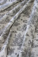 トワルドジュイ 生地 フランス製 田園（グレージュ×グレー160ｃｍ幅）トワル・ド・ジュイ フランス製 輸入生地 カーテン生地 ファブリック カルトナージュ お茶箱 テーブルクロス カット販売