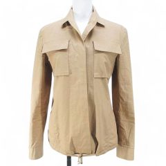 ルイヴィトン LOUIS VUITTON リップストップ ミリタリー シャツ ジャケット 34 ブラック ベージュ系 比翼ボタン 綿 コットン ポケット フランス製 国内正規