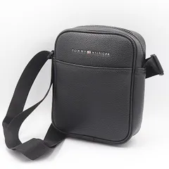 良品 トミーヒルフィガー ブラック フェイクレザー ブラック金具 ショルダーバッグ NSY 2000000 NSK