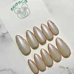 ⑯【ネイルチップ】ジェルネイル ホワイト パール ミラパ ピンク オフィスネイル シンプル 大人ネイル オリジナル サイズ変更可 オーダー受付中