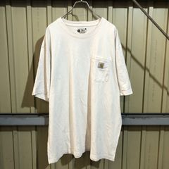 352 Carhartt 半袖 ポケットTシャツ XL オフホワイト ビッグサイズ カーハート ロゴ 古着卸 アメリカ仕入