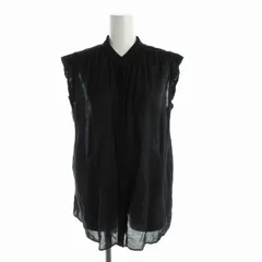 スピック&スパン Spick&Span 23SS シャーリングノースリーブブラウス カットソー シアー シースルー プリーツ バンドカラー F 黒 ブラック /RO