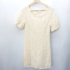 ◇ Flor by Rew de Rew フロールバイルゥデルゥ 半袖 膝丈 ワンピース サイズ38 オフホワイト系 レディース E  【1408060037360】