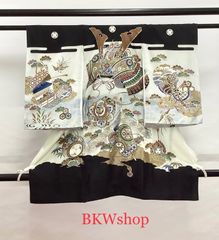 ＜現品限り＞used　産着　正絹　男の子　5つ紋　お宮参り　初着　着物　長襦袢付