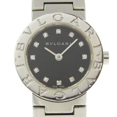 【BVLGARI】ブルガリ ブルガリブルガリ 12Pダイヤ BB23SS ステンレススチール×ダイヤモンド クオーツ アナログ表示 レディース 黒文字盤 腕時計