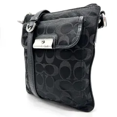 ✨良品✨ COACH コーチ ショルダーバッグ シグネチャー キャンバス レザー 革 ブラック 黒色 ユニセックス 男女兼用 メンズ レディース