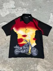 NO BOUNDARIES BIKE GRAPHIC モーターサイクルシャツ ハーレーシャツ