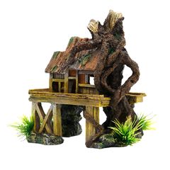 【数量限定】家 樹木 ツリーハウス 隠れ家 シェルター オブジェ おしゃれ 水槽 模型 置物 アクアリウム オーナメント