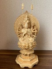 セール・新品】 三宝荒神 柘植 総高さ約17㎝ 竈 三面六臂 台所の神