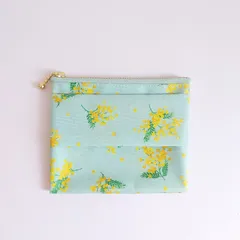 フラワー☆ミント☆ミモザ☆ミムス☆ティッシュポーチ☆ラミネート☆ポーチ☆ポケットティッシュ☆花柄☆フラットポーチ☆ポケットティッシュケース付きポーチ