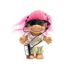 ヴィンテージ TROLL トロール人形 ピンク ウォークマン ヘッドフォン カセットプレーヤー サングラス