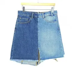 ZARA(ザラ) レディース バイカラー アシンメトリー デニムスカート 青 XS ( HU37815 )
