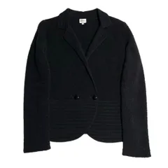 MADE IN ITALY製 ARMANI COLLEZIONI パイルニットウールジャケット ブラック 40サイズ
