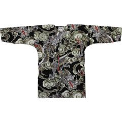 鯉口シャツ　雲竜　黒　3L