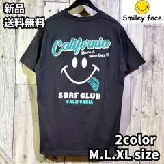 夏物新作【Smiley Face×Cali Surf】 海色 サガラ刺繍 半袖Tシャツ ニコちゃん ロゴ スマイリーフェイス 252CF1ST433 アメカジ系 サーフ系 ストリート チャコール ホワイト 新品 未使用 正規品 送料無料