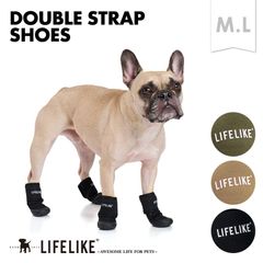 【ダブルストラップシューズM-L】犬 靴 犬靴 犬の靴 ドッグシューズ ラバー お散歩 雨の日 小型犬 中型犬 介護 怪我 ケア［ライフライク LIFELIKE公式］
