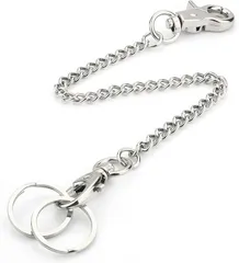 enconson ウォレットチェーン キーチェーン 財布チェーン キーホルダーチェーン 丈夫 カニカン 二重リング付き 紛失 盗難防止 メンズ レディース 60cm 1本入り カジュアル ロック ゴシック(シルバー)